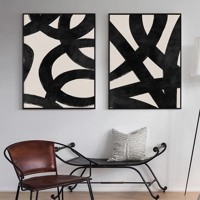 Paint Brush - Affiche moderne à lignes beiges et