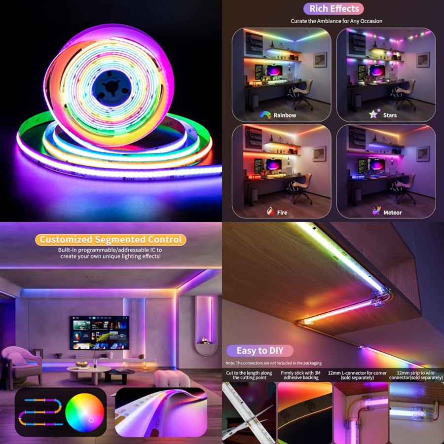 Led Strip Lights - Bande lumineuse LED COB intelligente RGB