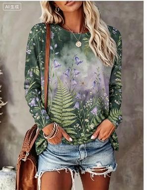 Wallpaper - T-shirt à manches longues pour femmes,