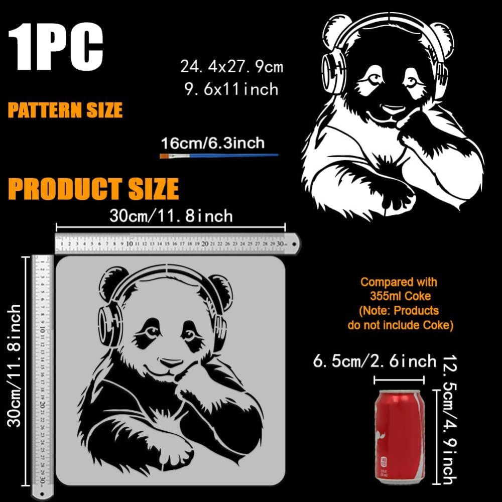 Pochoir Panda avec un pinceau, - Paint Brush avis et prix
